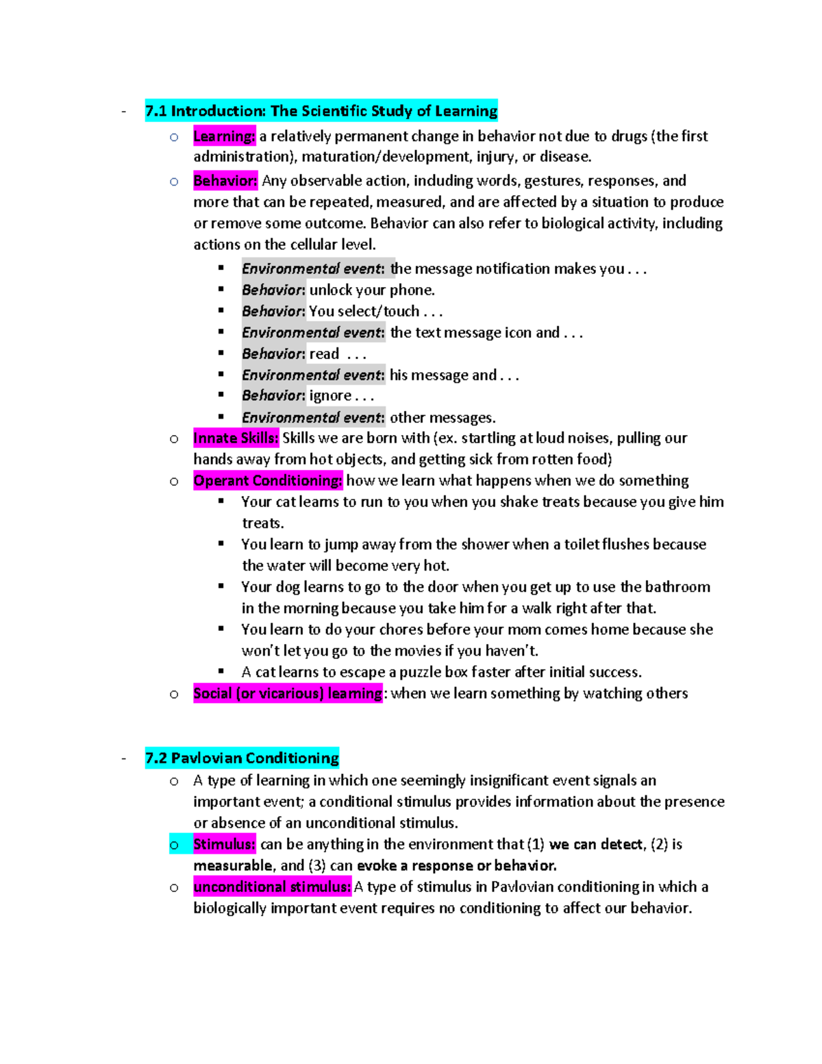 Module 7 - Learning Concepts & Theories - Lecture Notes 7 - Studocu