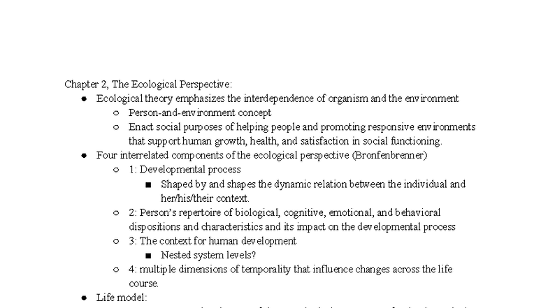 Chapter 2: The Ecological Perspective in Social Work Practice (SW 101 ...