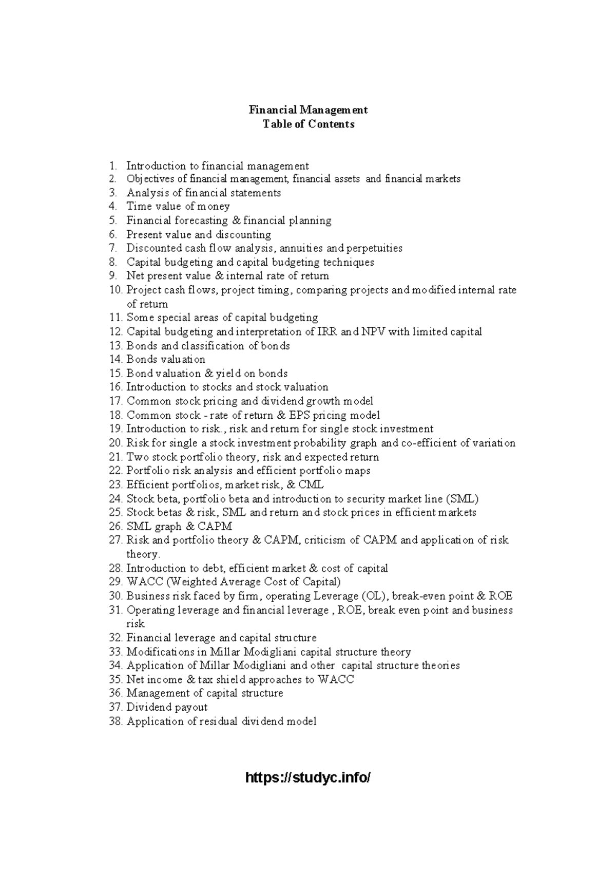 MGT201 Financial Management Comprehensive Lecture Notes - Studocu