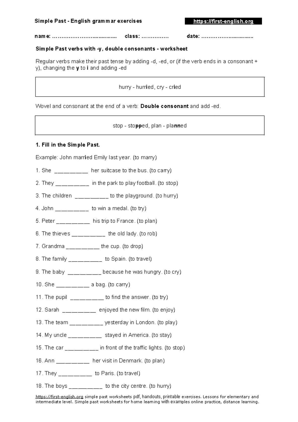 Simple past tense grade 20 worksheet 20   Simple Past   English ...