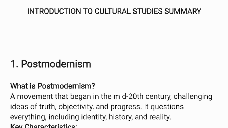 Cultural Studies Summary 250503: Key Concepts & Theories - Studocu