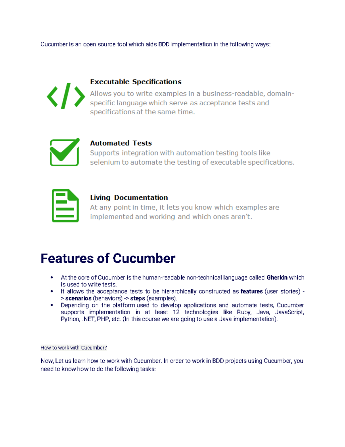 BDD Framework Notes: Cucumber & Gherkin for Testing (CS101) - Studocu