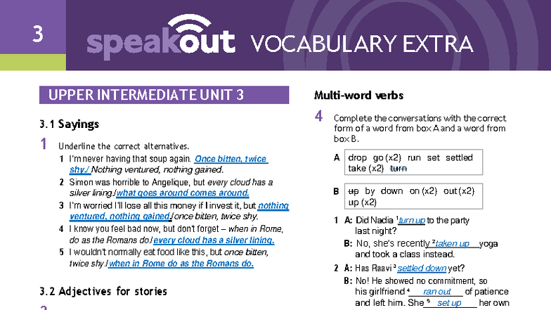 Speakout Vocabulary Extra UPPER INTERMEDIATE UNIT 3 - Cristhian Cabello ...