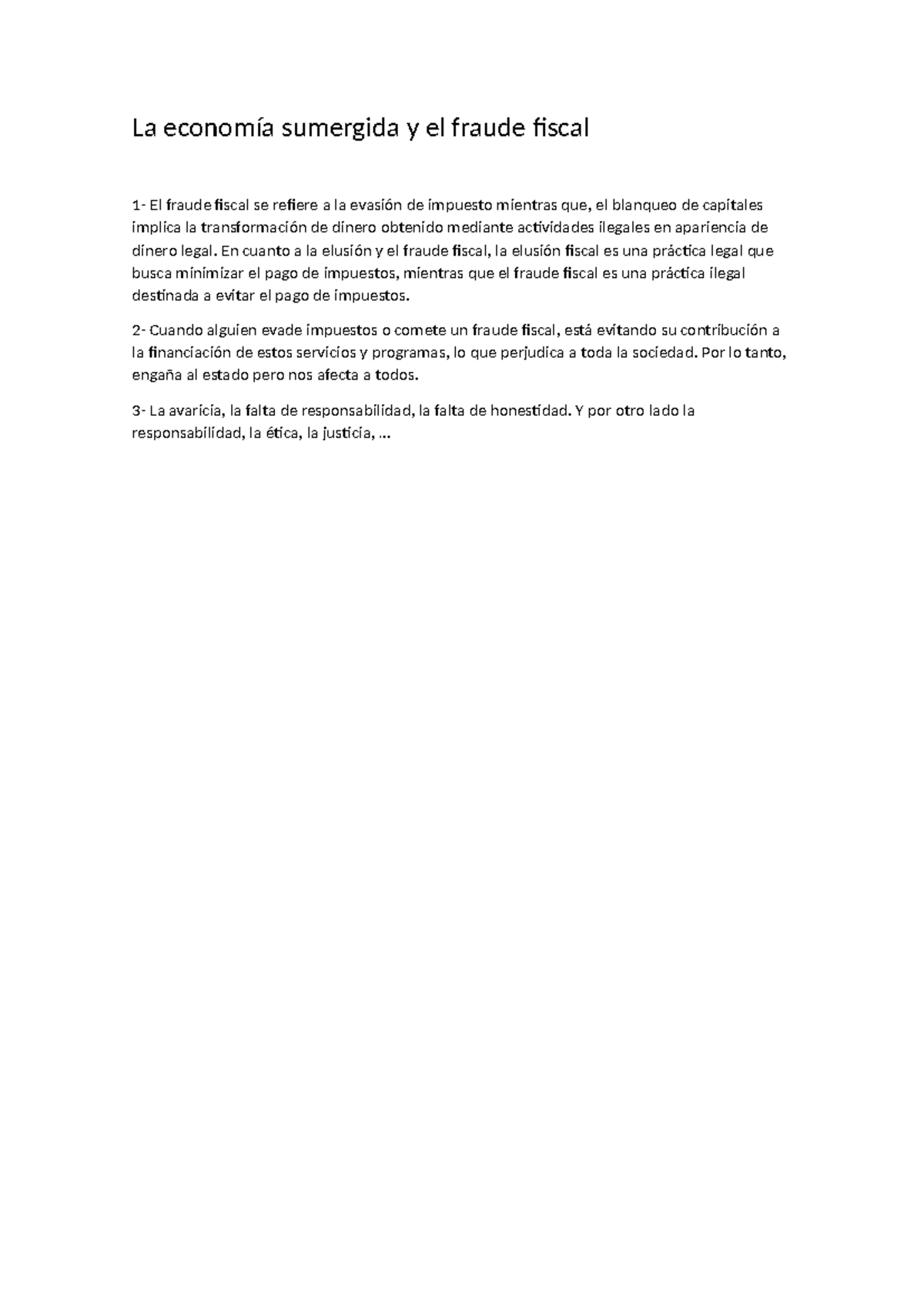 La economía sumergida y el fraude fiscal - En cuanto a la elusión y el ...