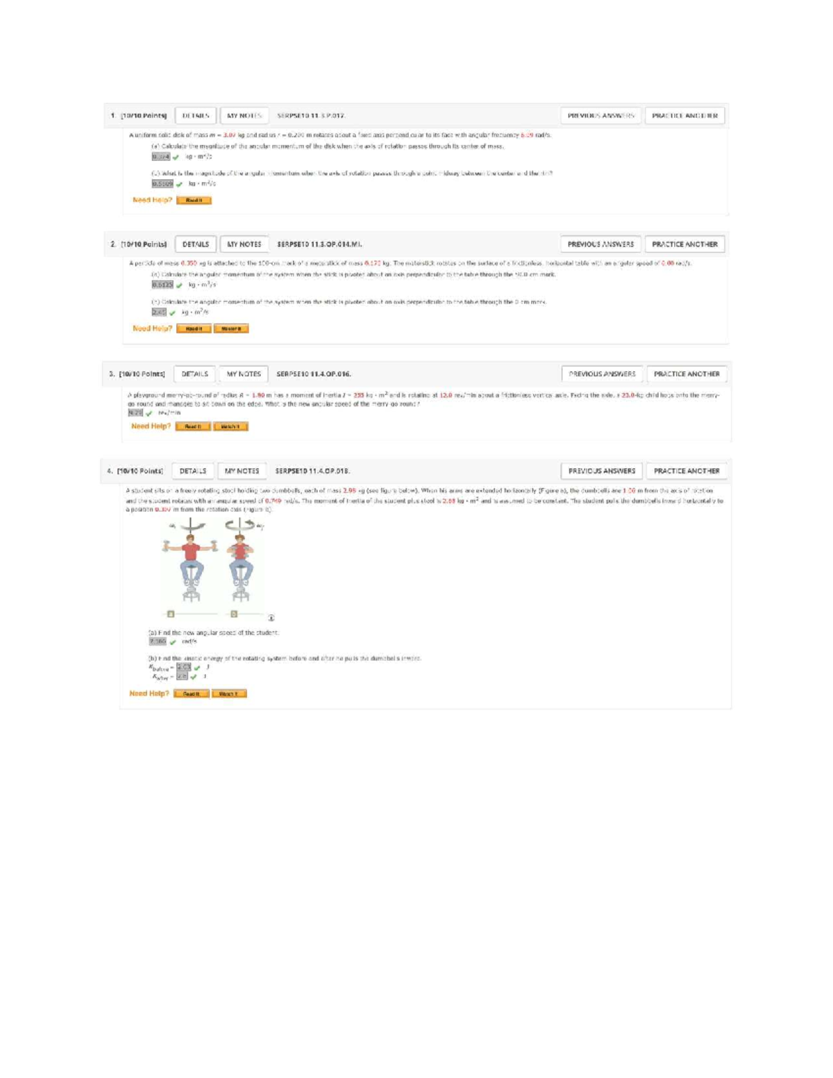 Phys2001 Chapter 11 Part B: Angular Momentum Practice Problems - Studocu