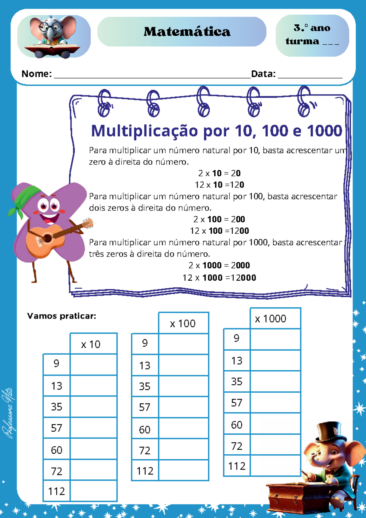 Multiplicação por 10, 100 e 1000 - 3.º Ano Matemática - Studocu