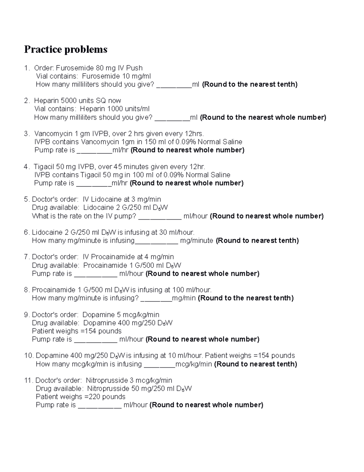 Dosage Calculation Practice #1 for Nursing Students - Studocu