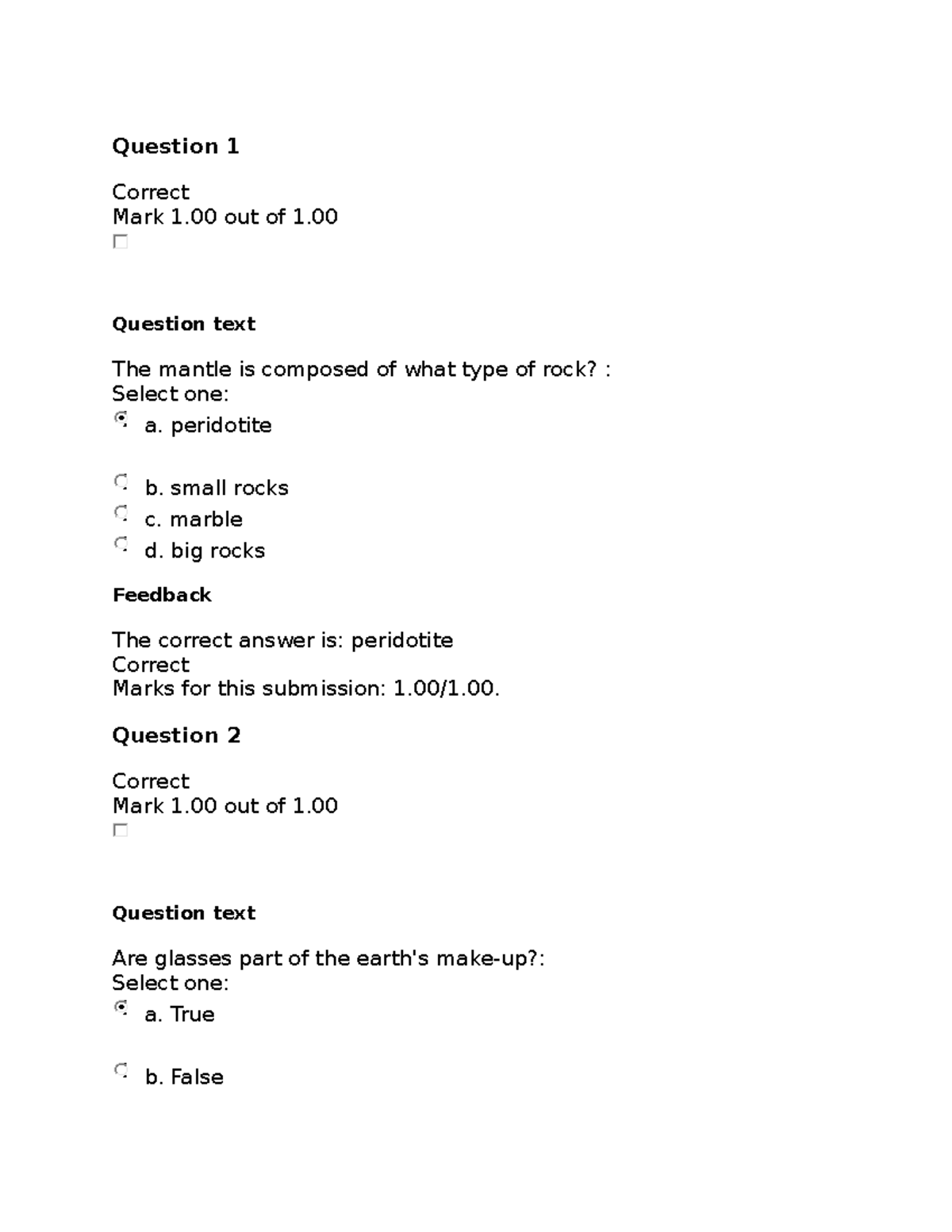 Geology Quiz Questions and Answers - Course Code: GEOL101 - Studocu