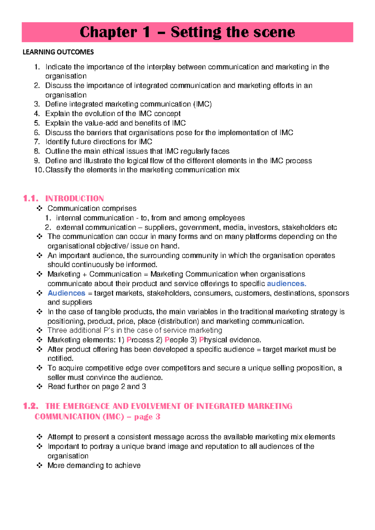 BEM224 - Chapter 1: Integrated Marketing Communication Insights - Studocu