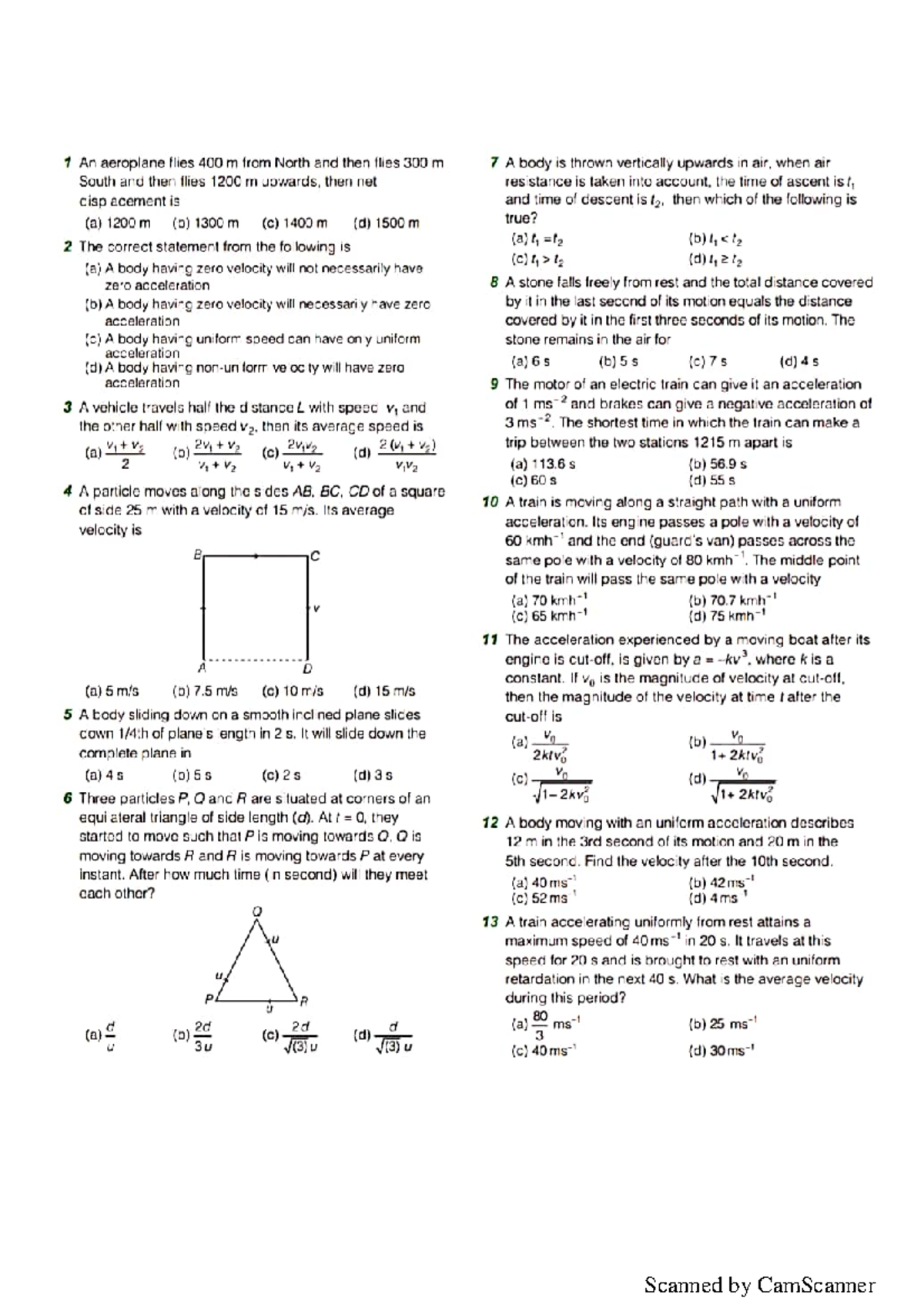 Kinematics 1 JEE: Comprehensive Study Guide and Practice Problems - Studocu