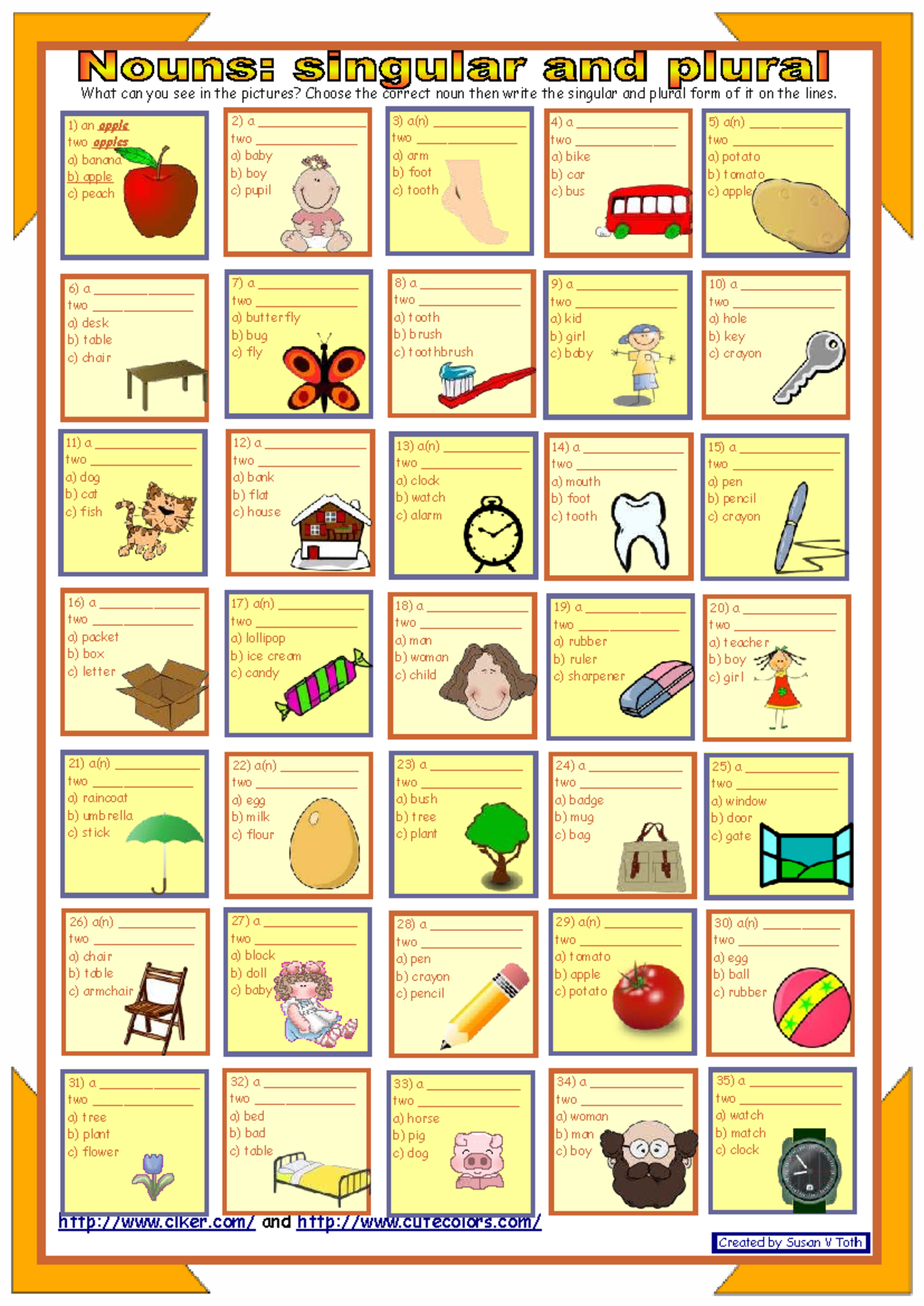 Nouns: Singular and Plural Forms Exercise (ESL) - Studocu
