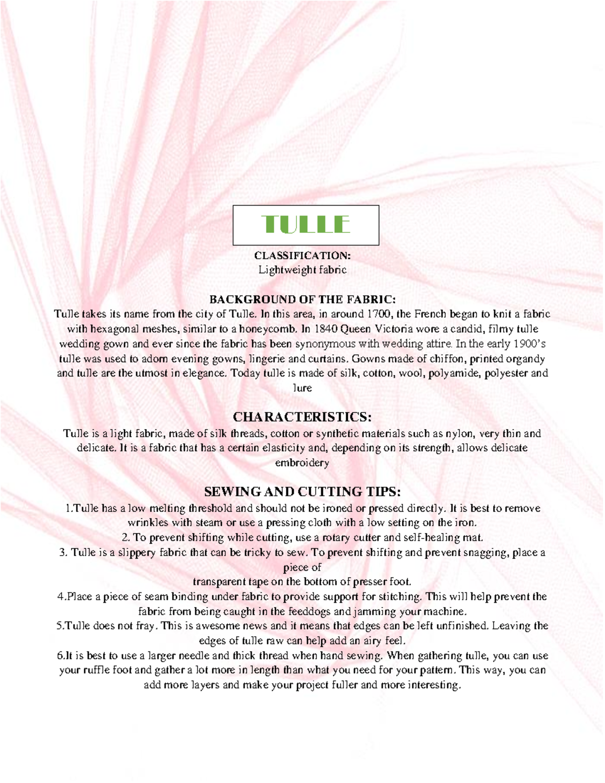Classification OF Fabric - ####### CLASSIFICATION: Lightweight fabric ...