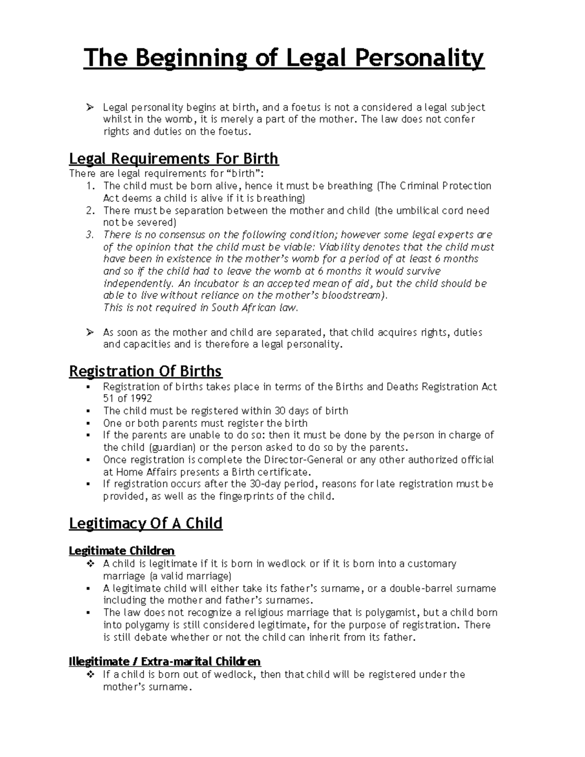 Chapter 02, 3 and 4 - Beginning and End of Legal Personality - Studocu