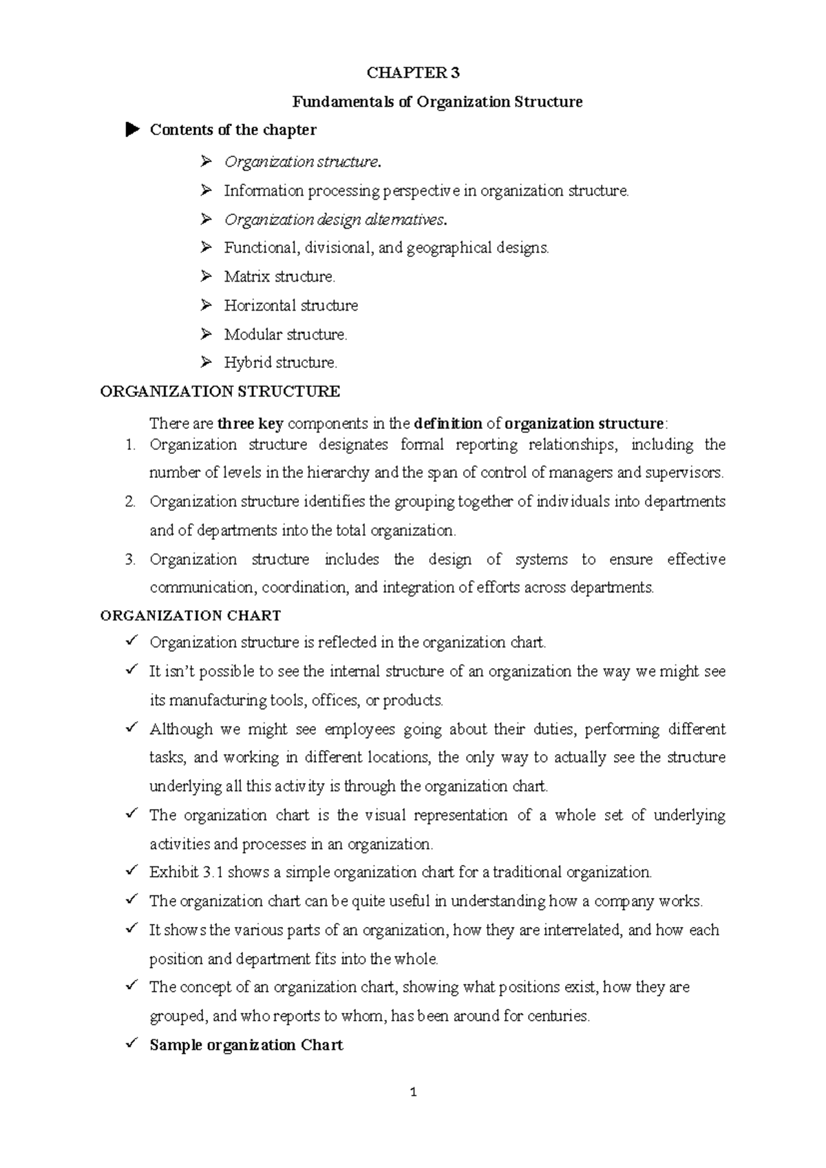 CHAPTER 3: Fundamentals of Organization Structure and Design - Studocu