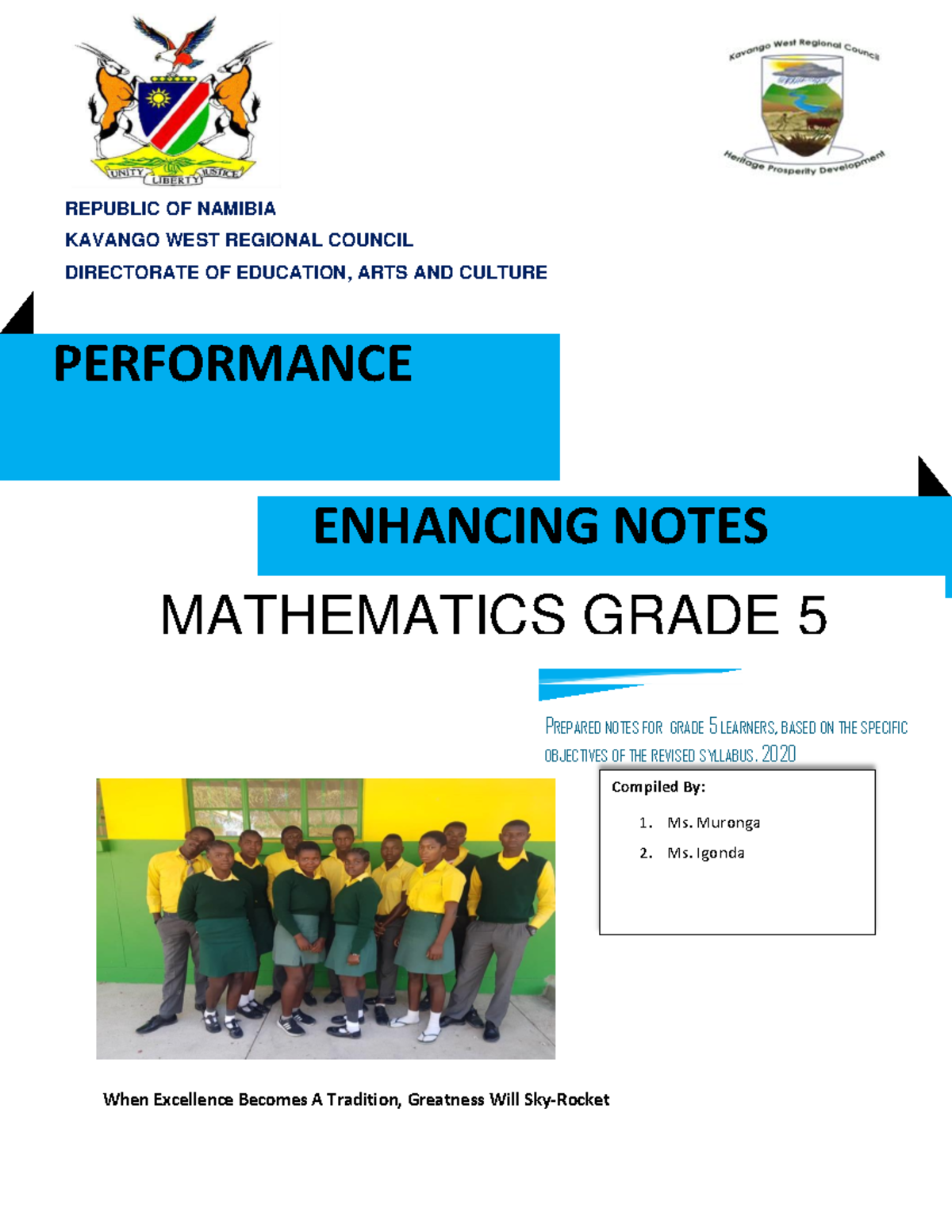 Mathematics Grade 5 Performance Enhancing Notes (2020) - Studocu
