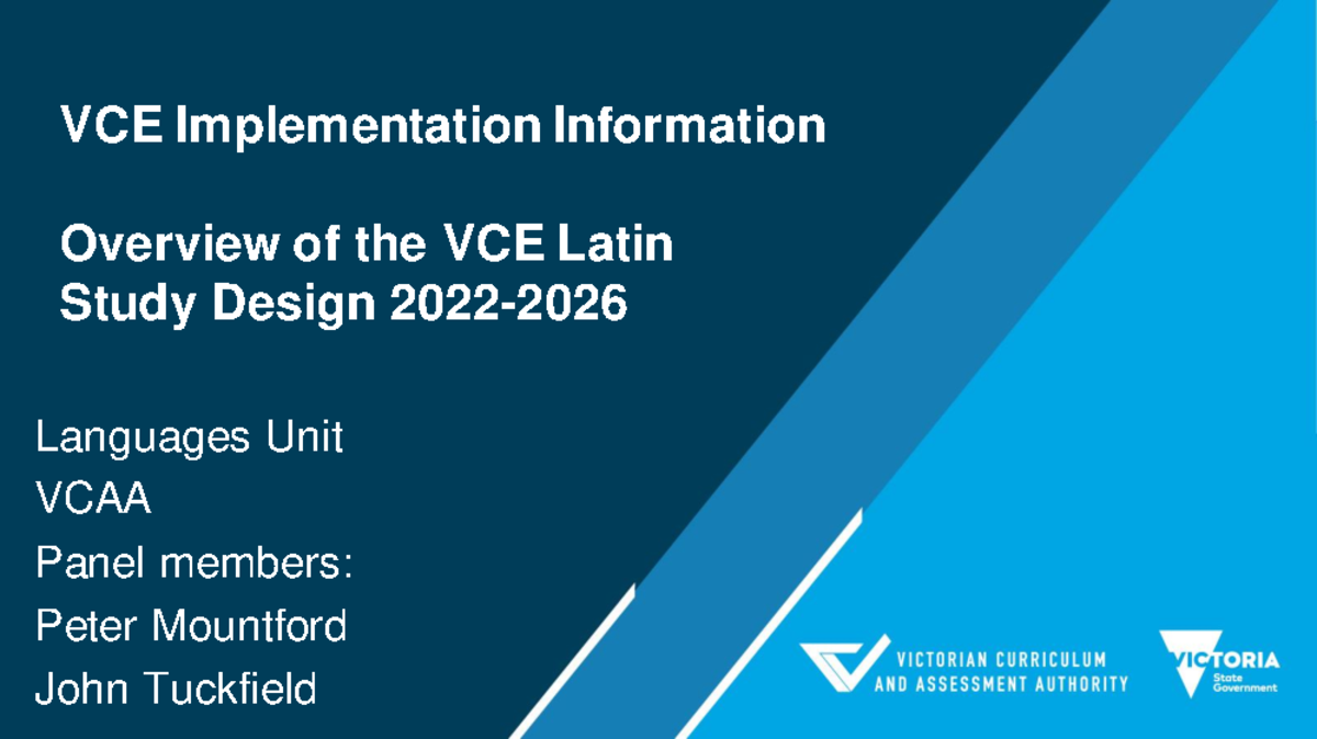 VCE Latin Study Design Overview: Units 1-4 Course Outline - Studocu