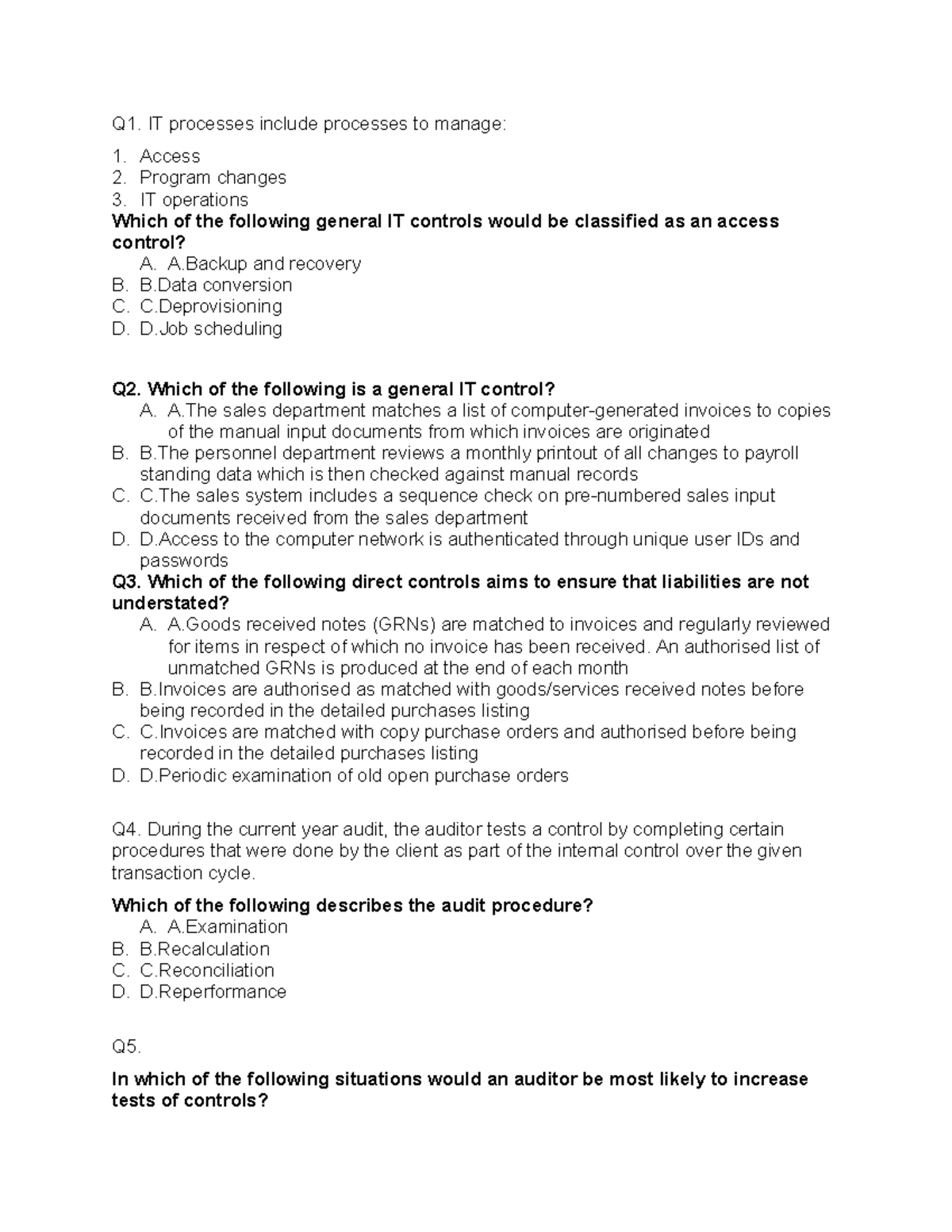 Chapter 12 - ACCA F8 Audit Controls and Procedures - Studocu