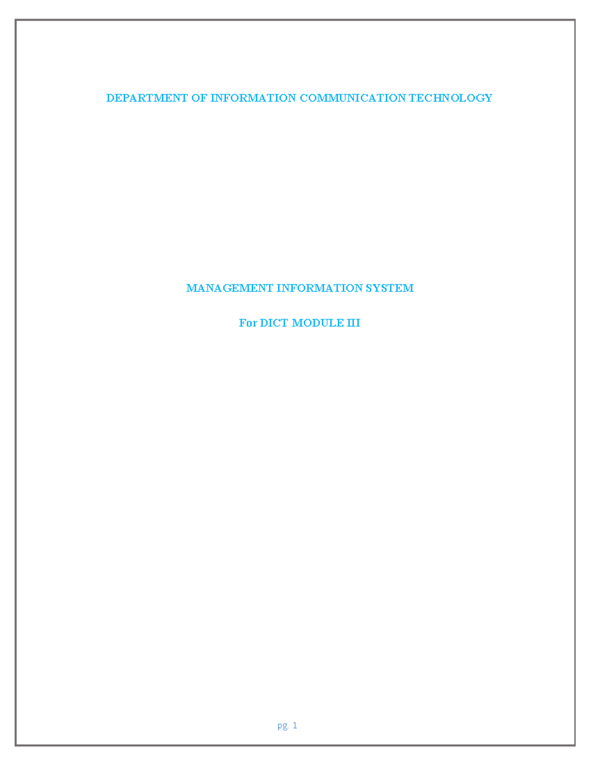 DICT Module III: Comprehensive Notes on Management Information Systems ...