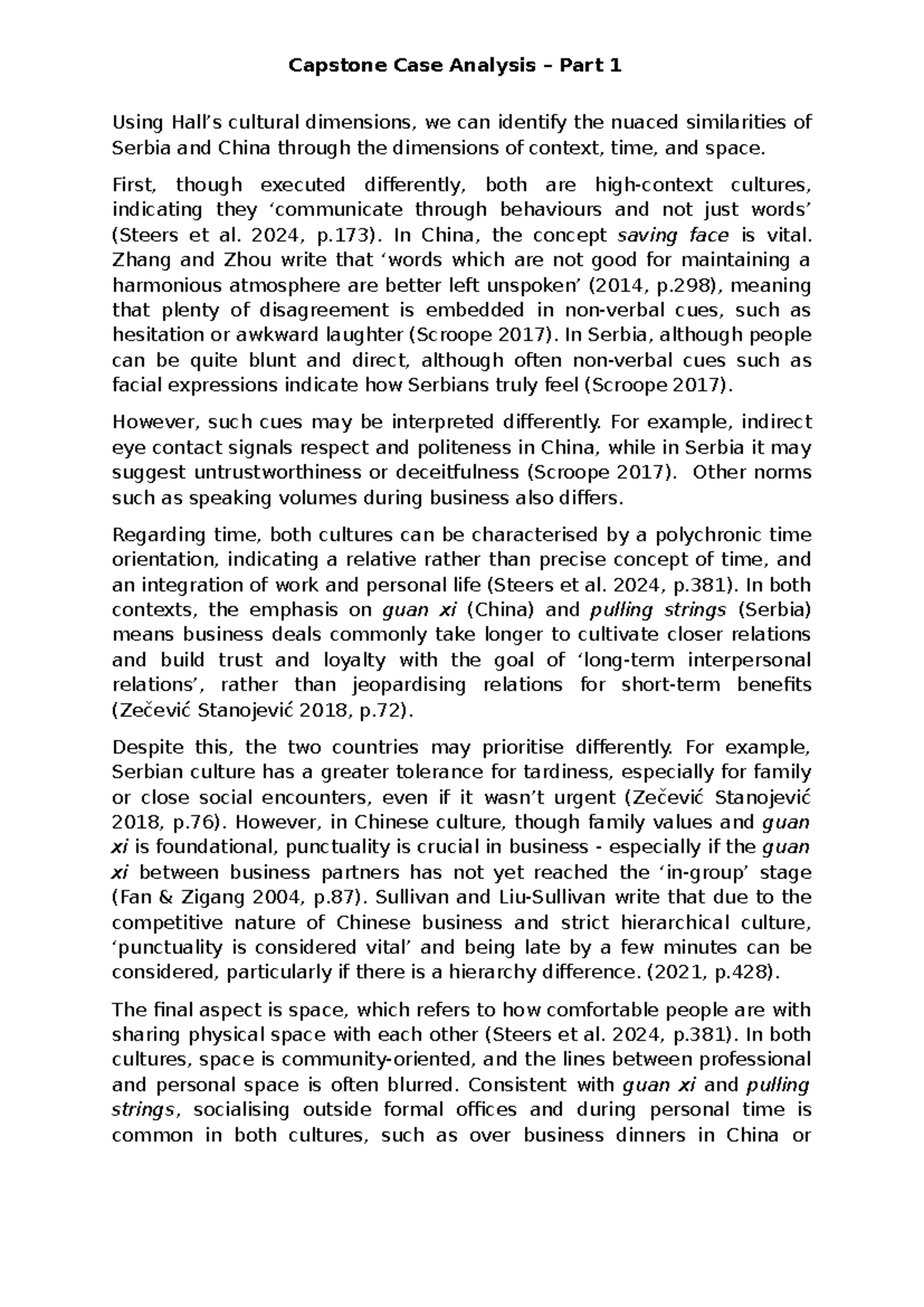 Capstone Case Analysis Part 1: Cultural Dimensions of Serbia & China ...