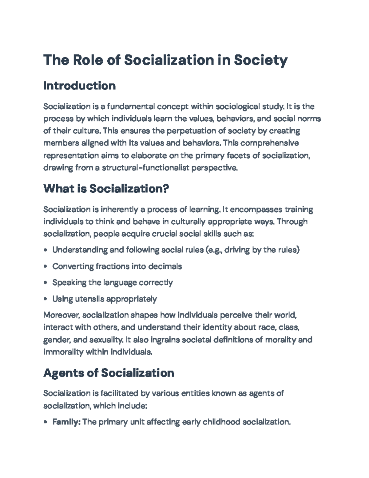 Understanding Socialization A Structural Functionalist Approach The 