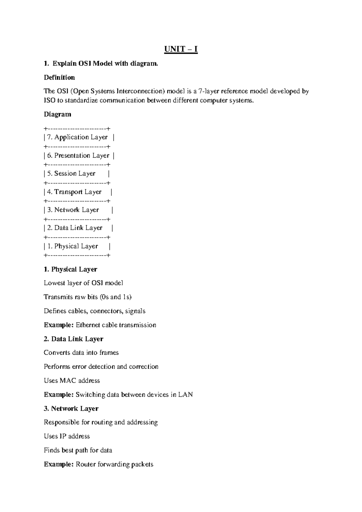 Advanced Networking - Unit I & II Overview with OSI Model and Wireless ...