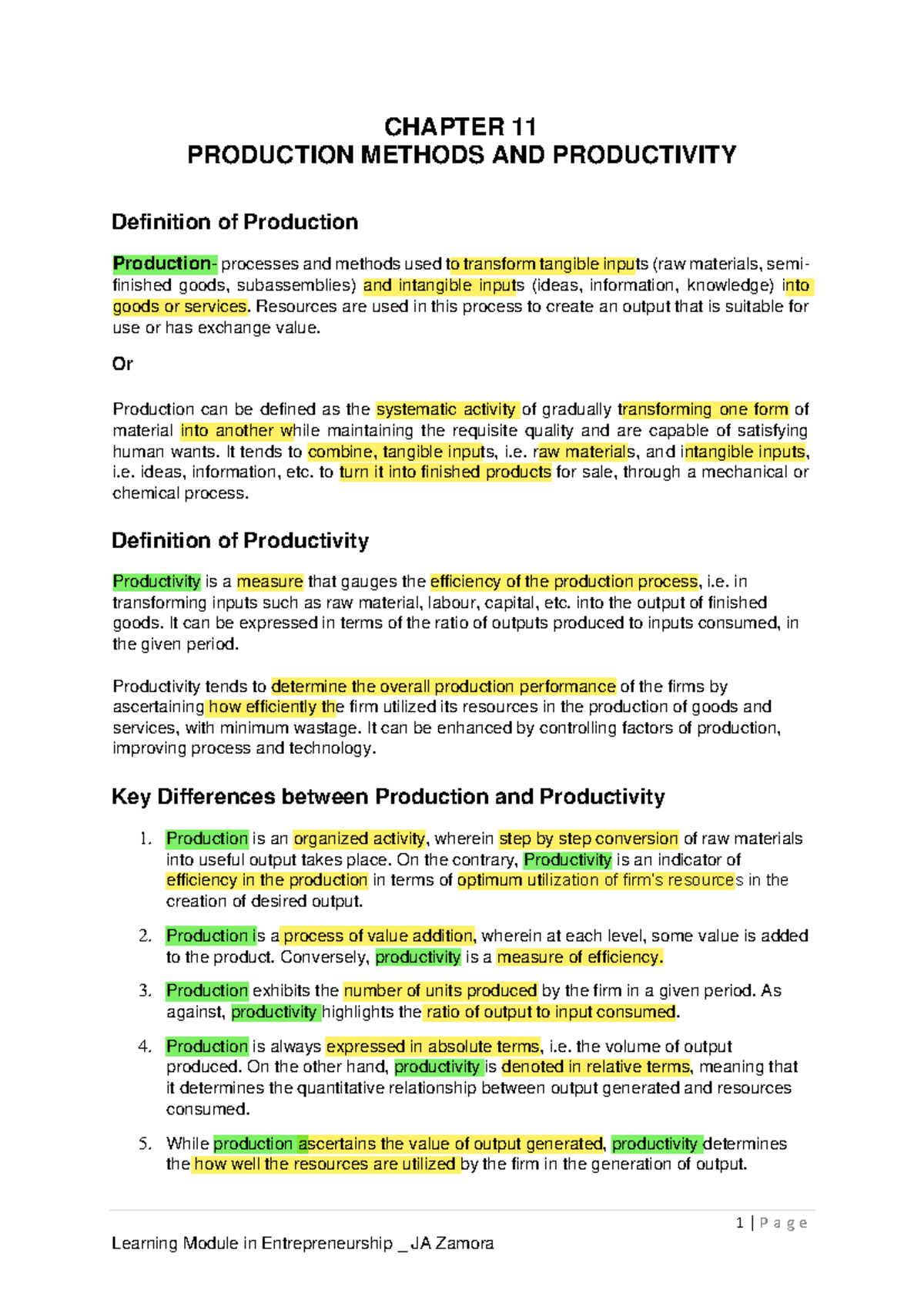Ag Bus 414 Chapter 11 - Production Methods and Productivity Insights ...