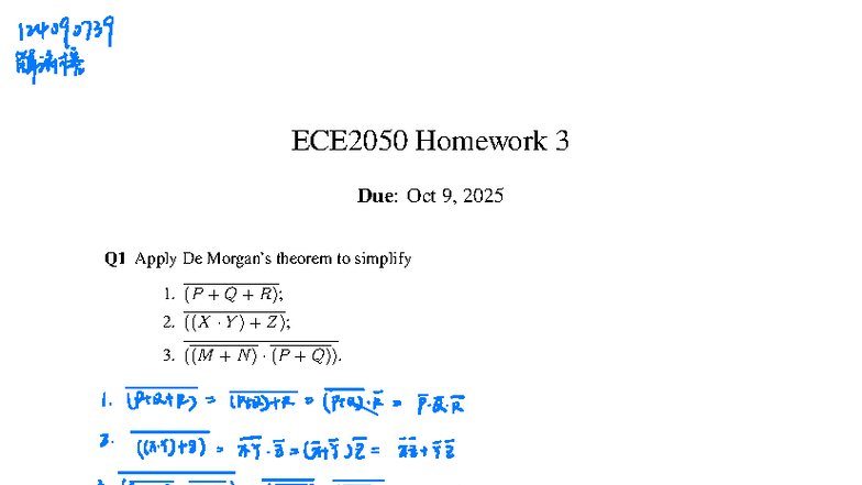 124090739 ASS3 - newest homework release - ECE2050 Homework 3 Due: Oct ...