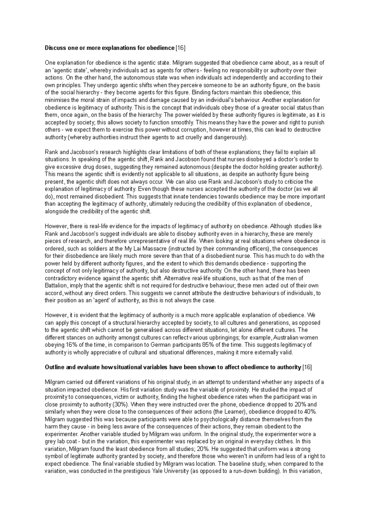 PSY101 Social Influence: Examining Obedience and Minority Influence ...