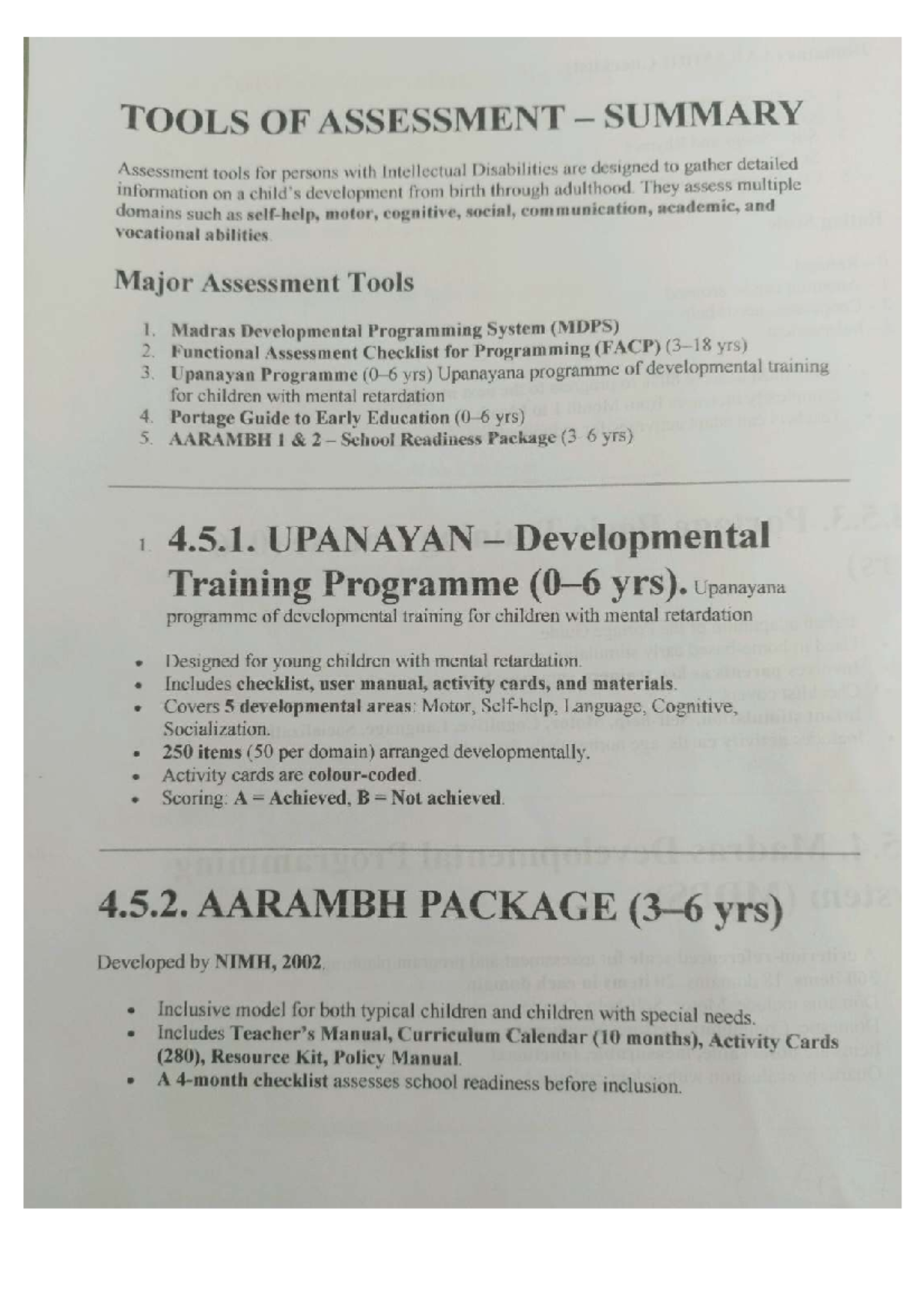 Tools of Assessment Summary - B.Ed Special Education Sem 1 Notes - Studocu