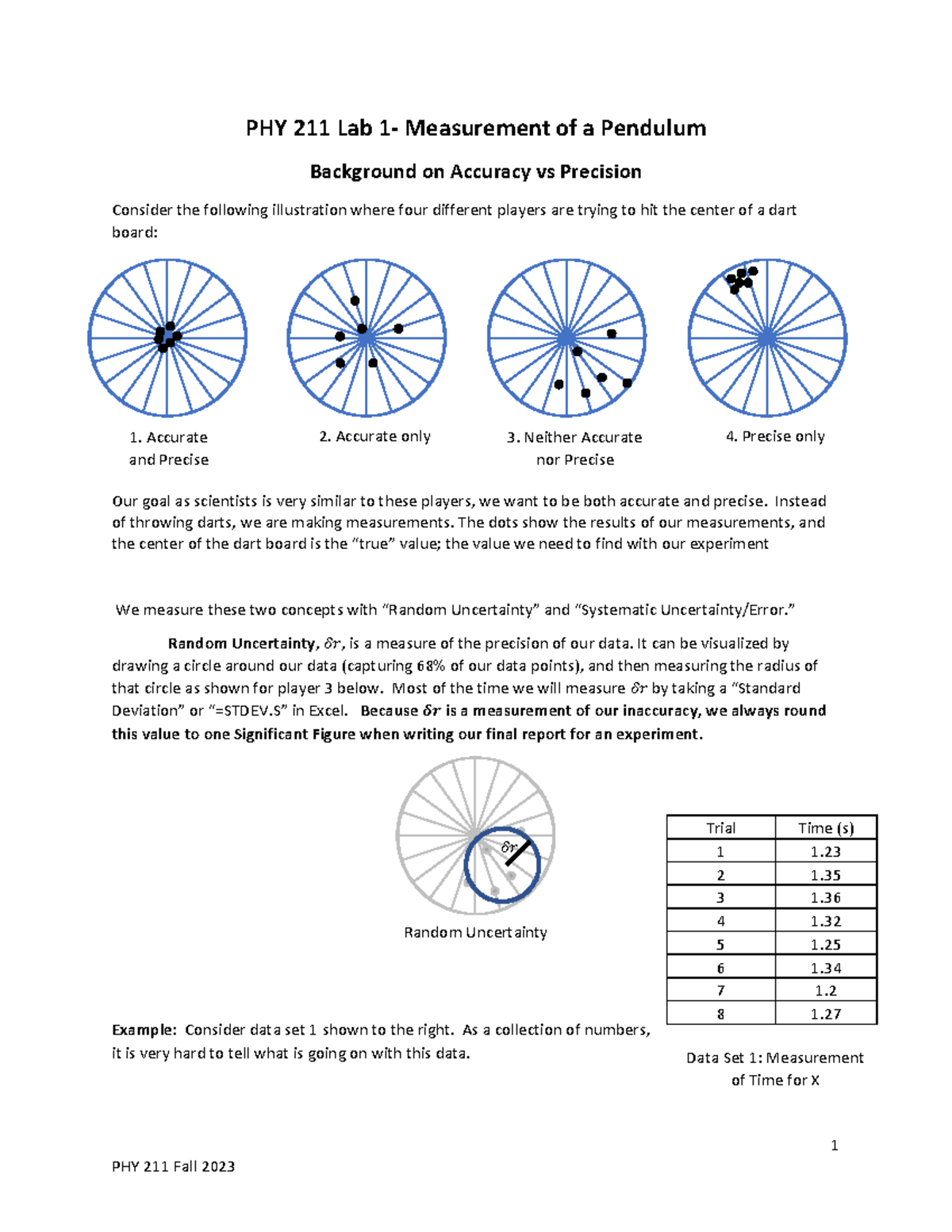 Lab 1 Manual- Pendulum - 1 PHY 2 1 1 Lab 1- Measurement of a Pendulum ...