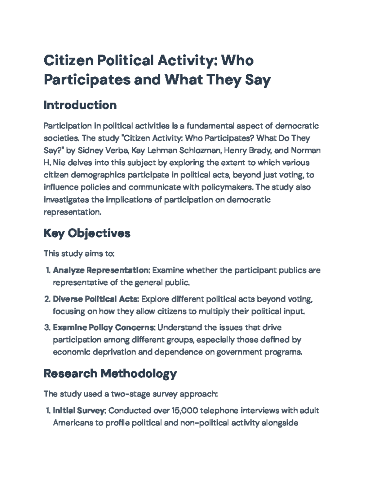 Citizen Political Activity: Insights on Participation Disparities ...