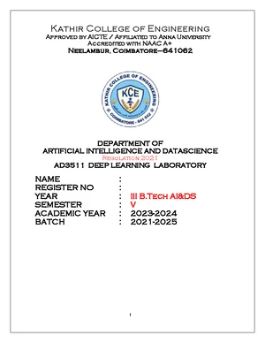 AD3511 Deep Learning Lab Manual - Experiments and Implementation Guide ...
