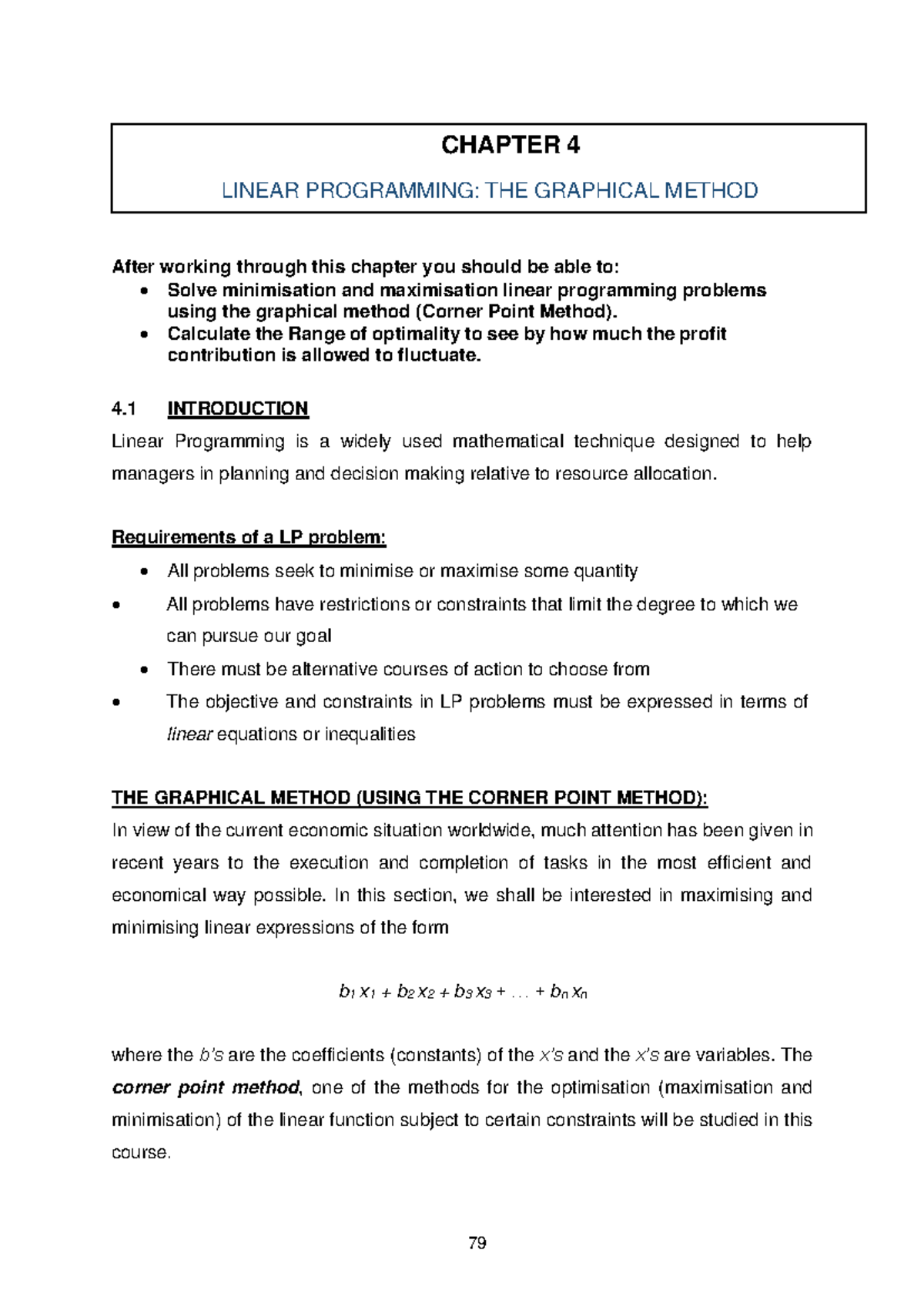 Chapter 4 - Linear Programming: Graphical Method for MACV101 - Studocu