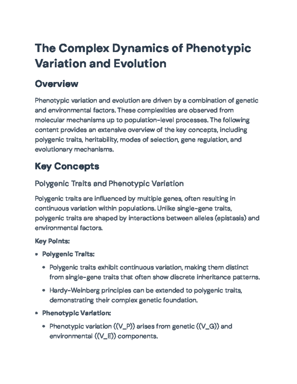 The Complex Dynamics of Phenotypic Variation and Evolution - The ...