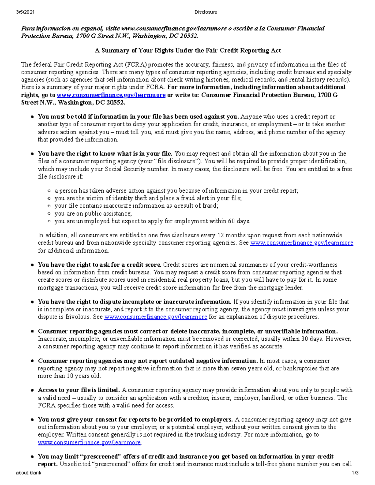 Summary of rights - 3/5/2021 Disclosure about:blank 1/ Para informacion ...