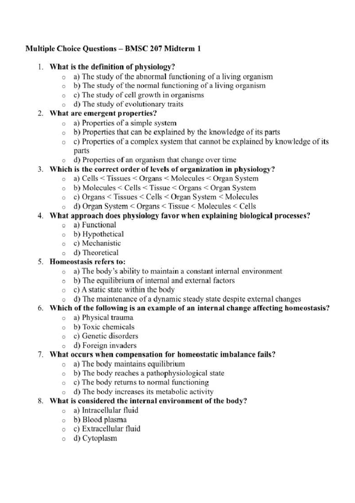 Midterm 1 Practice Questions for BMSC 207 - Studocu