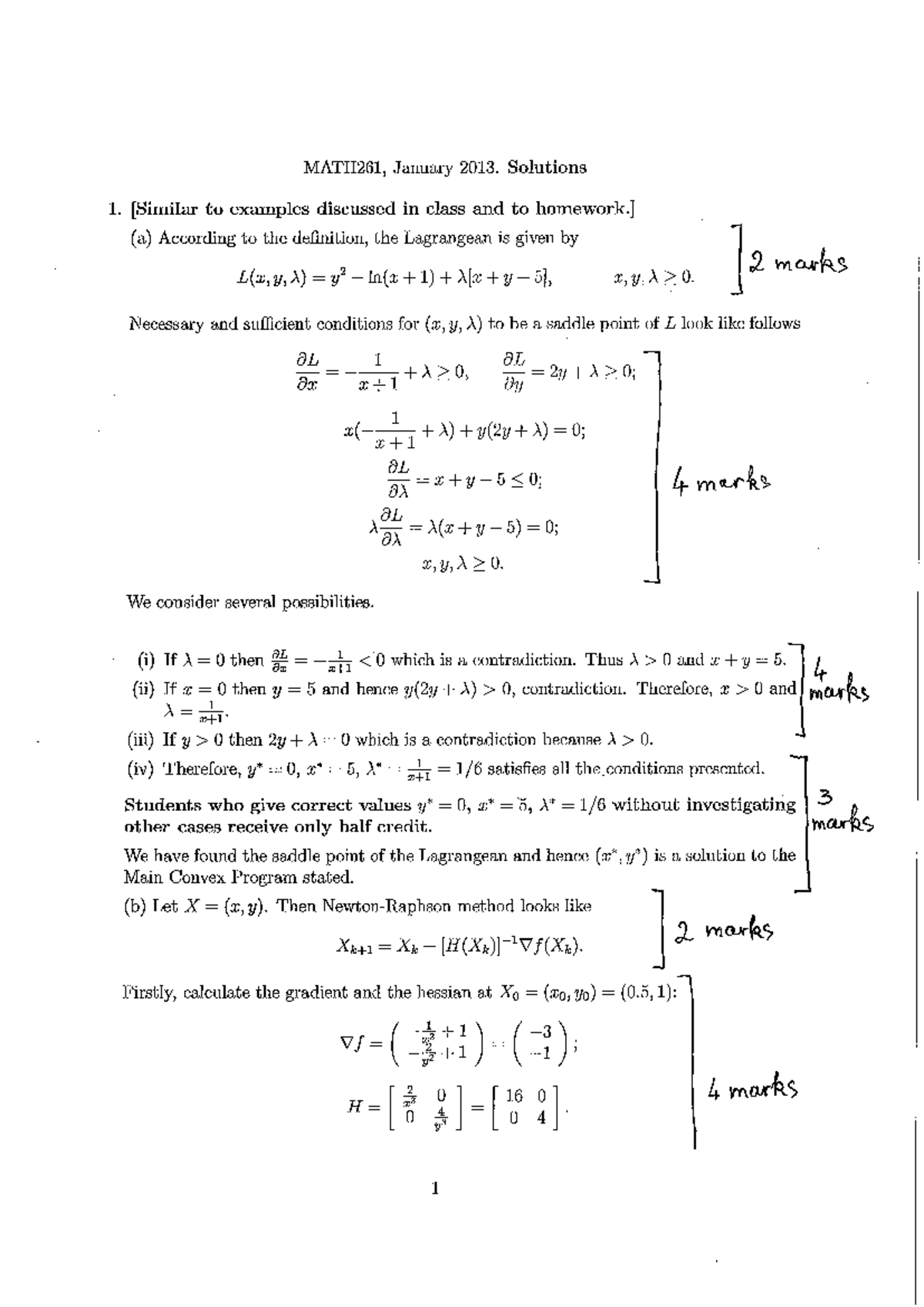 MATH 261 January 2013 Exam: Questions and Solutions with Details - Studocu