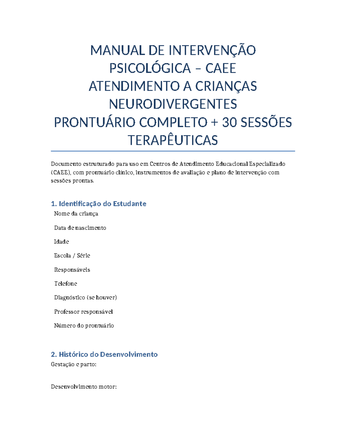 Manual CAEE: Intervenção Psicológica para Crianças Neurodivergentes ...