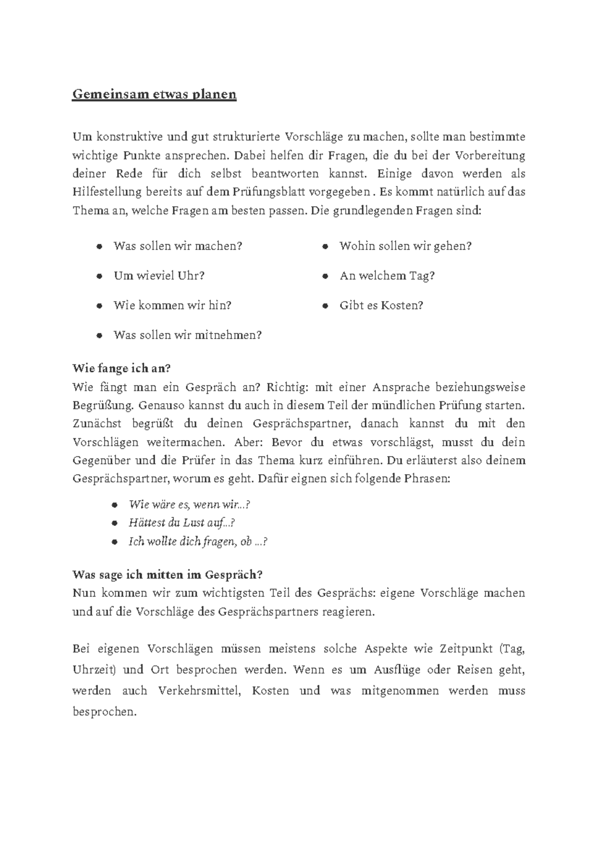 Gemeinsam Etwas Planen B1 Redemittel B1 Gemeinsam etwas planen Redemittel - Gemeinsam etwas planen Um