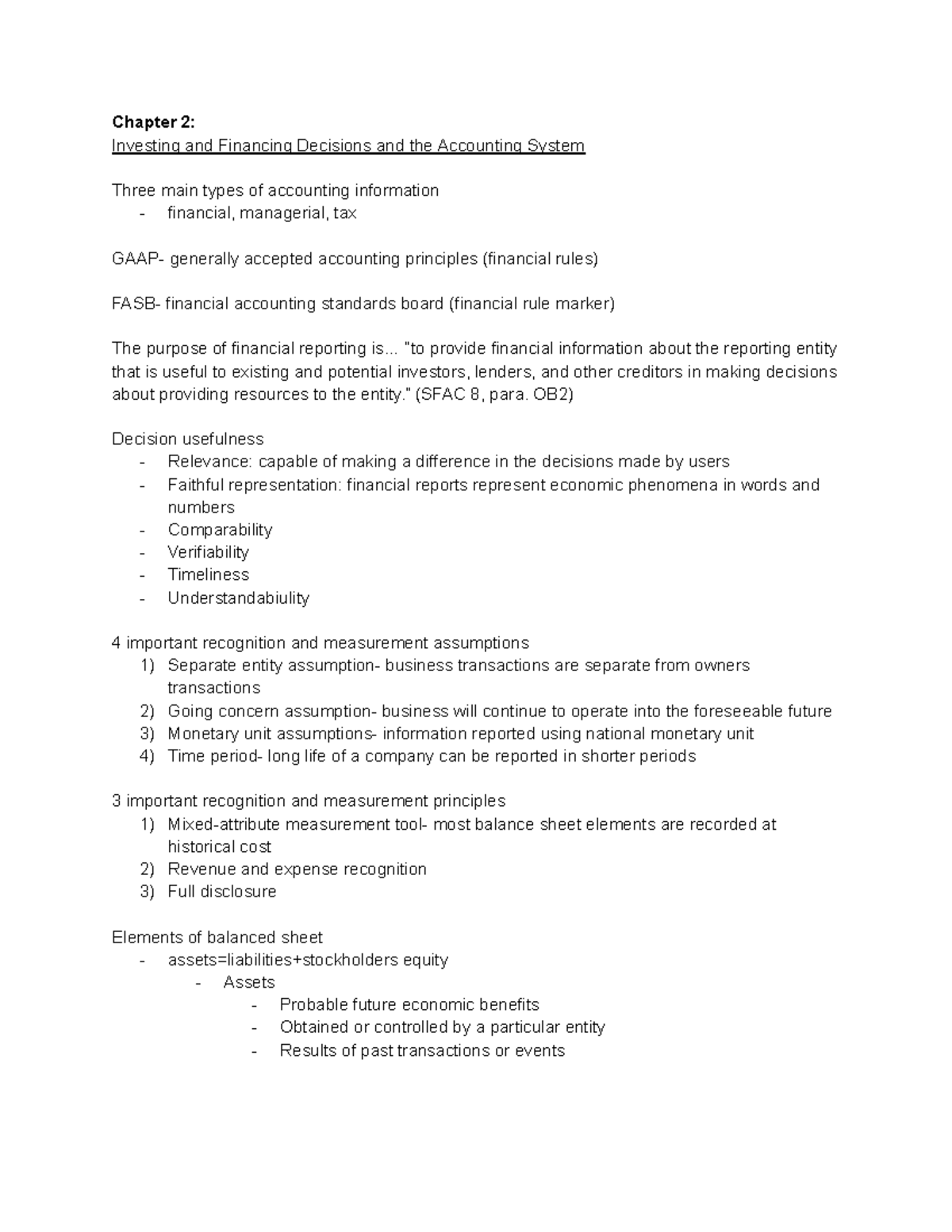 ACCT 101: Chapter 2 - Investing & Financing Decisions in Accounting ...
