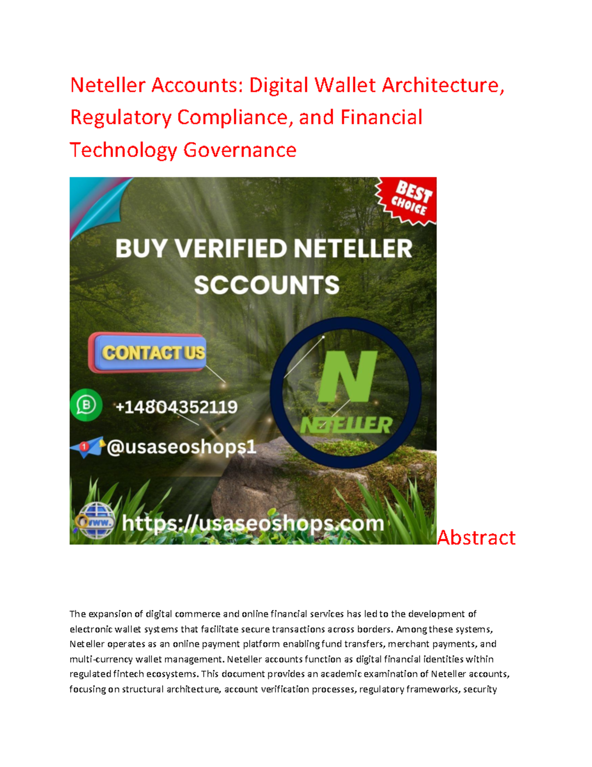 Neteller Accounts: Digital Wallets, Compliance, and Fintech Insights ...