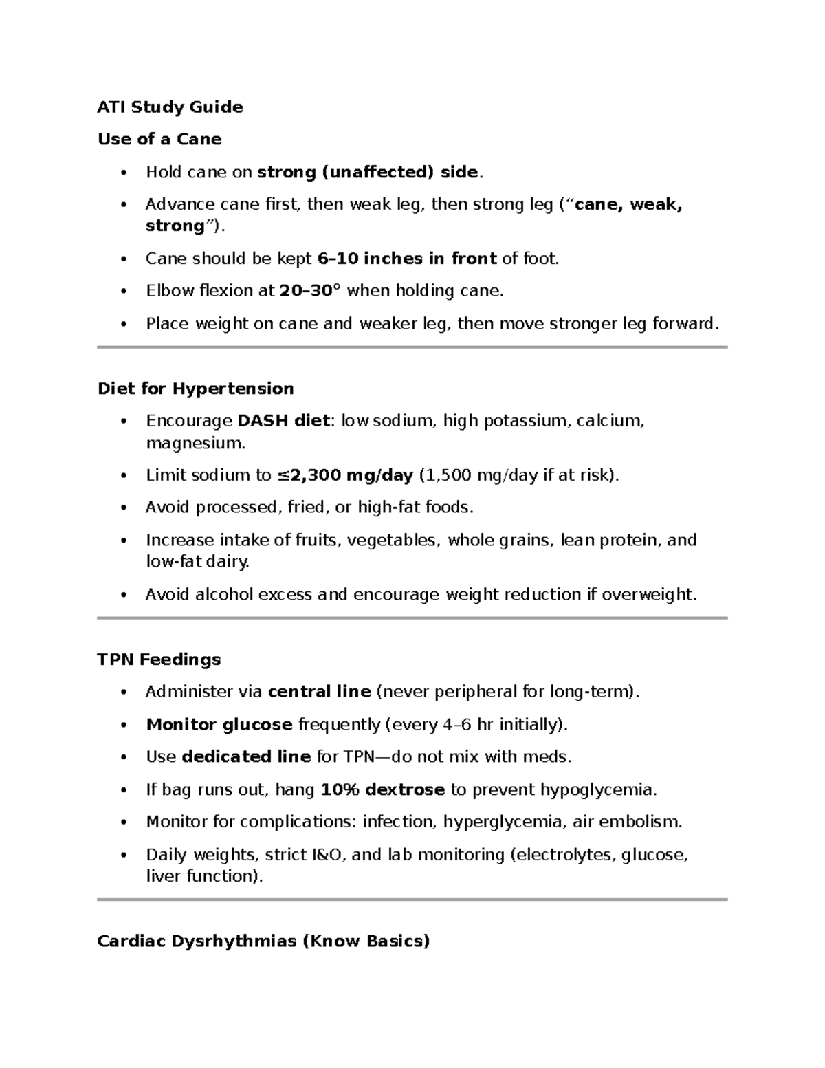 ATI Study Guide: Key Nursing Concepts and Interventions - Studocu