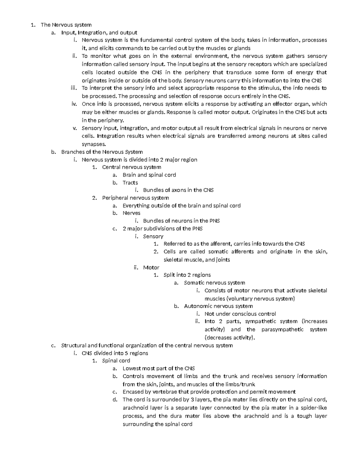 BMS 300 Exam 2 Study Guide: The Nervous System Overview - Studocu