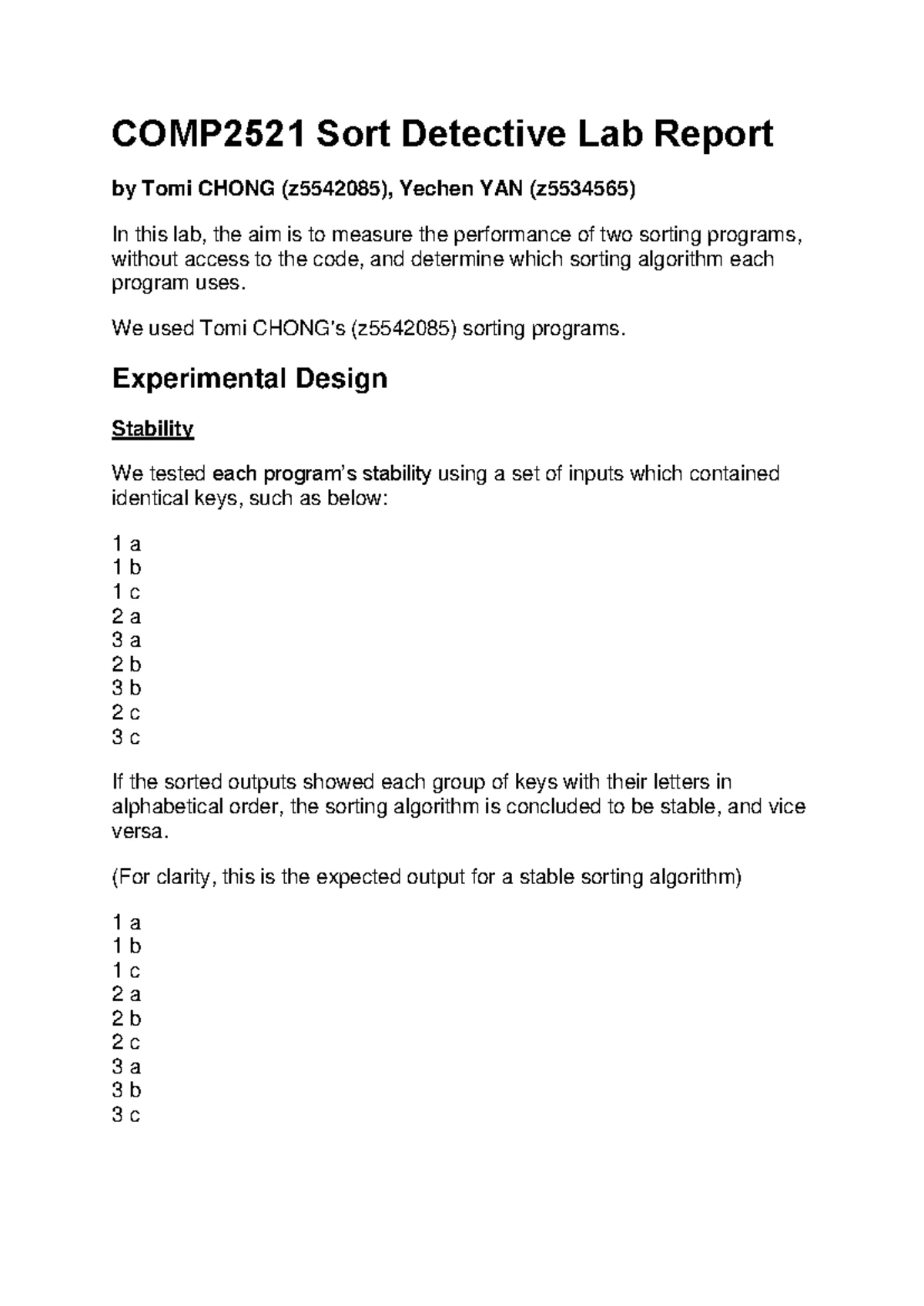 COMP2521 Report: Analysis of Sorting Algorithms Performance - Studocu