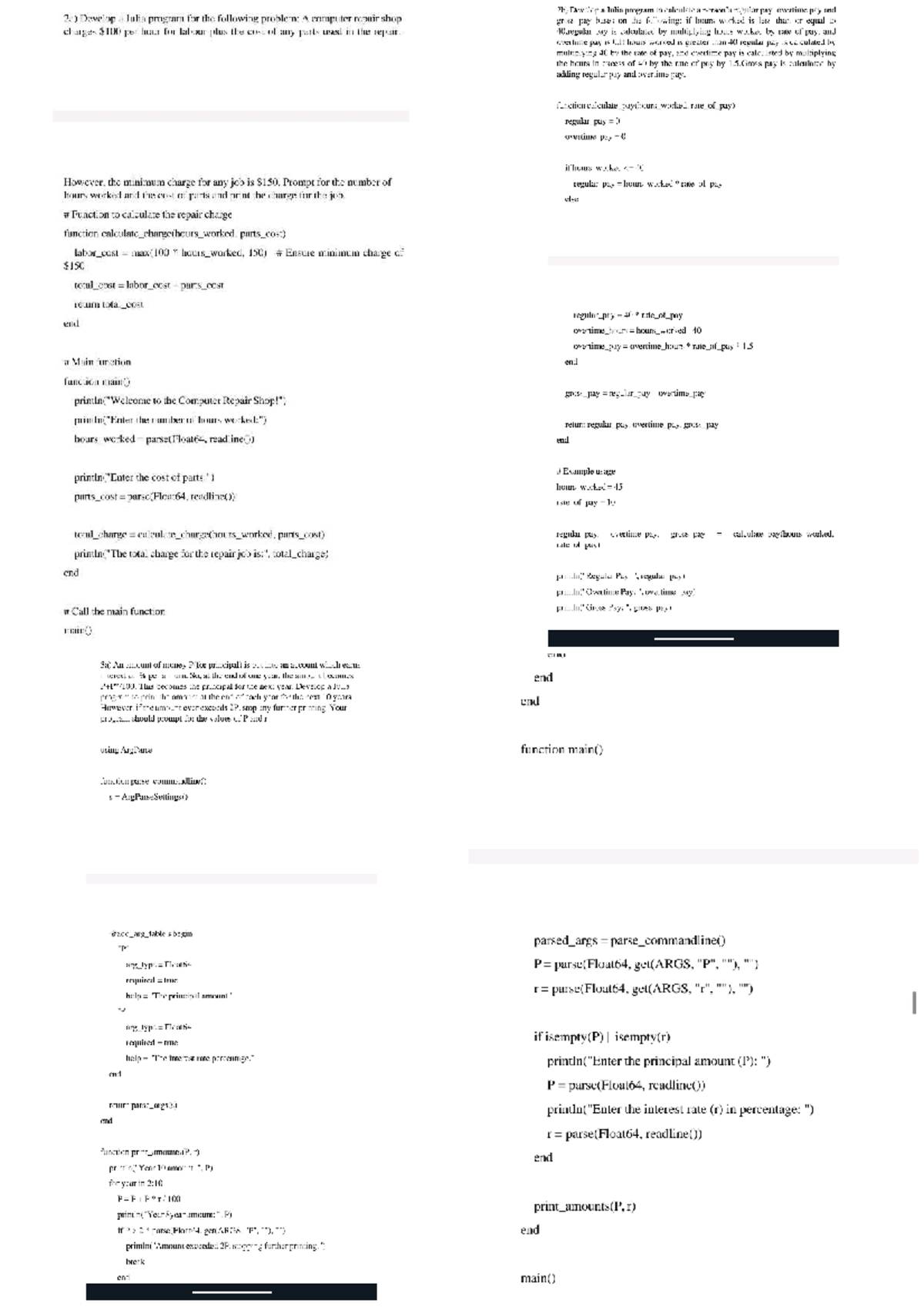 Julia 2 - Programming Assignments: Pay Calculation, Interest, and ...