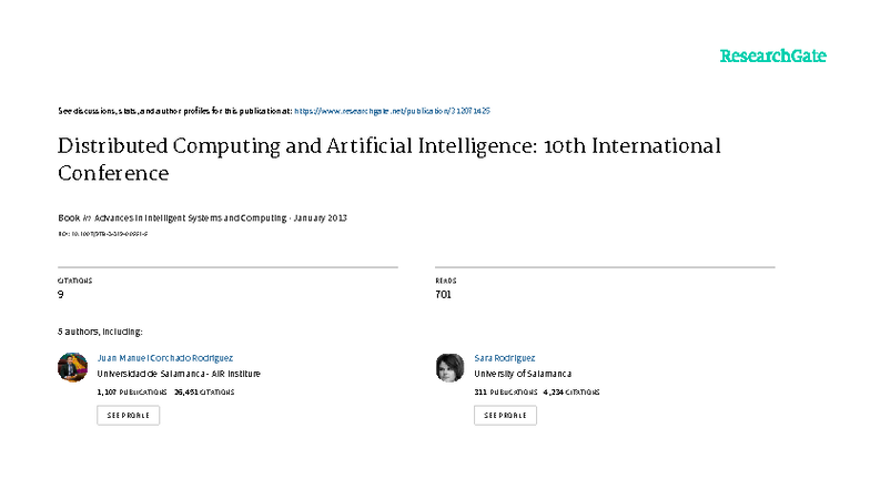 Distributed Computing and AI: 10th Int. Conf. Proceedings - Studocu