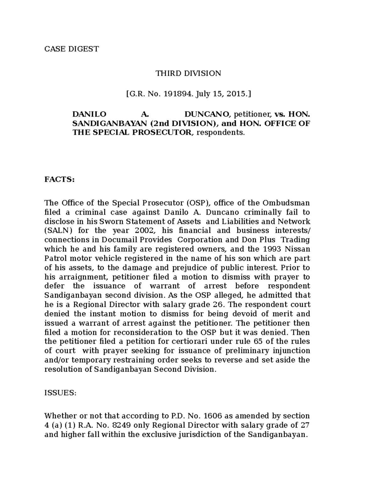 STATCON 72005 Case Digest: Execution Pending Appeal Ruling - Studocu