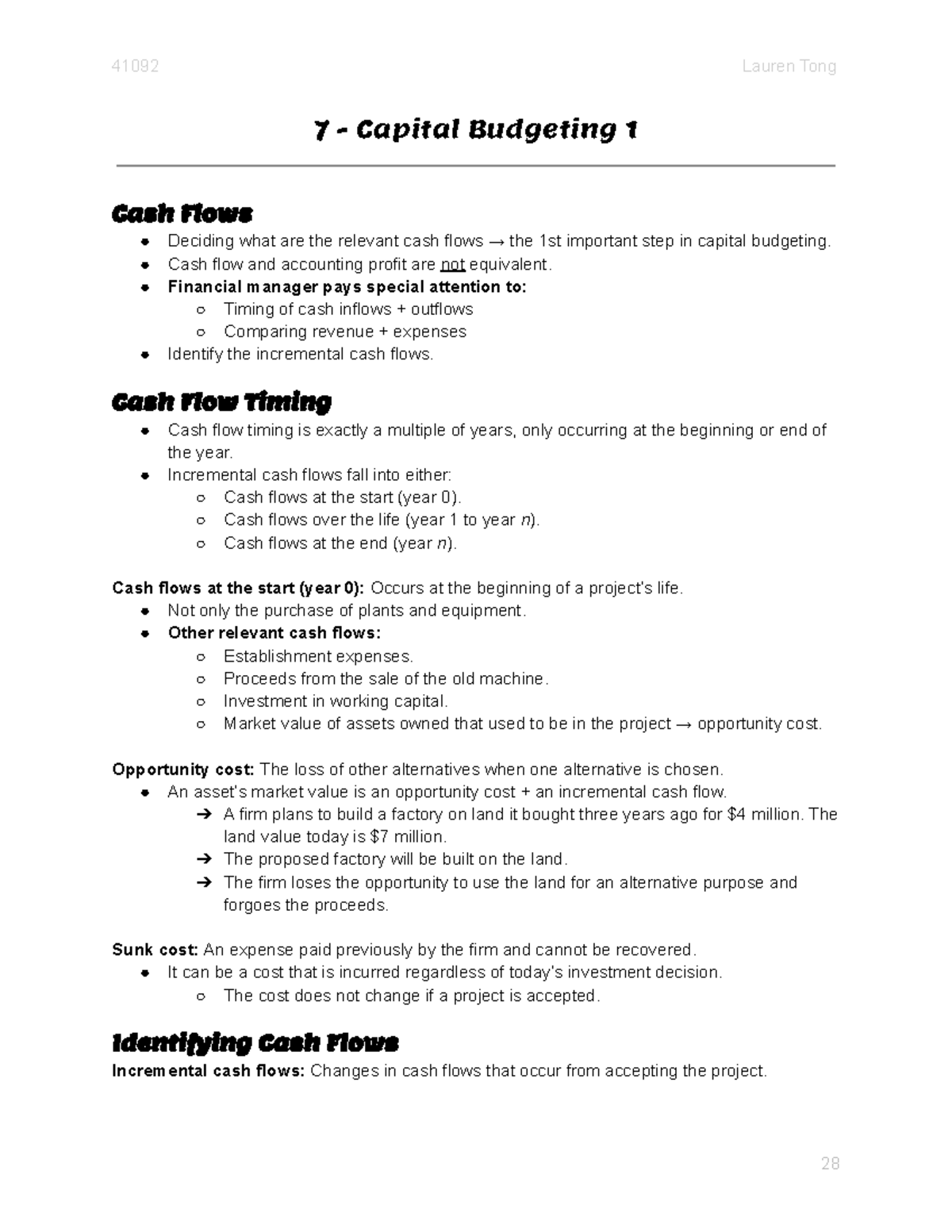 Finance 25300 - Week 7 - Capital Budgeting 1 - 025300 - Studocu
