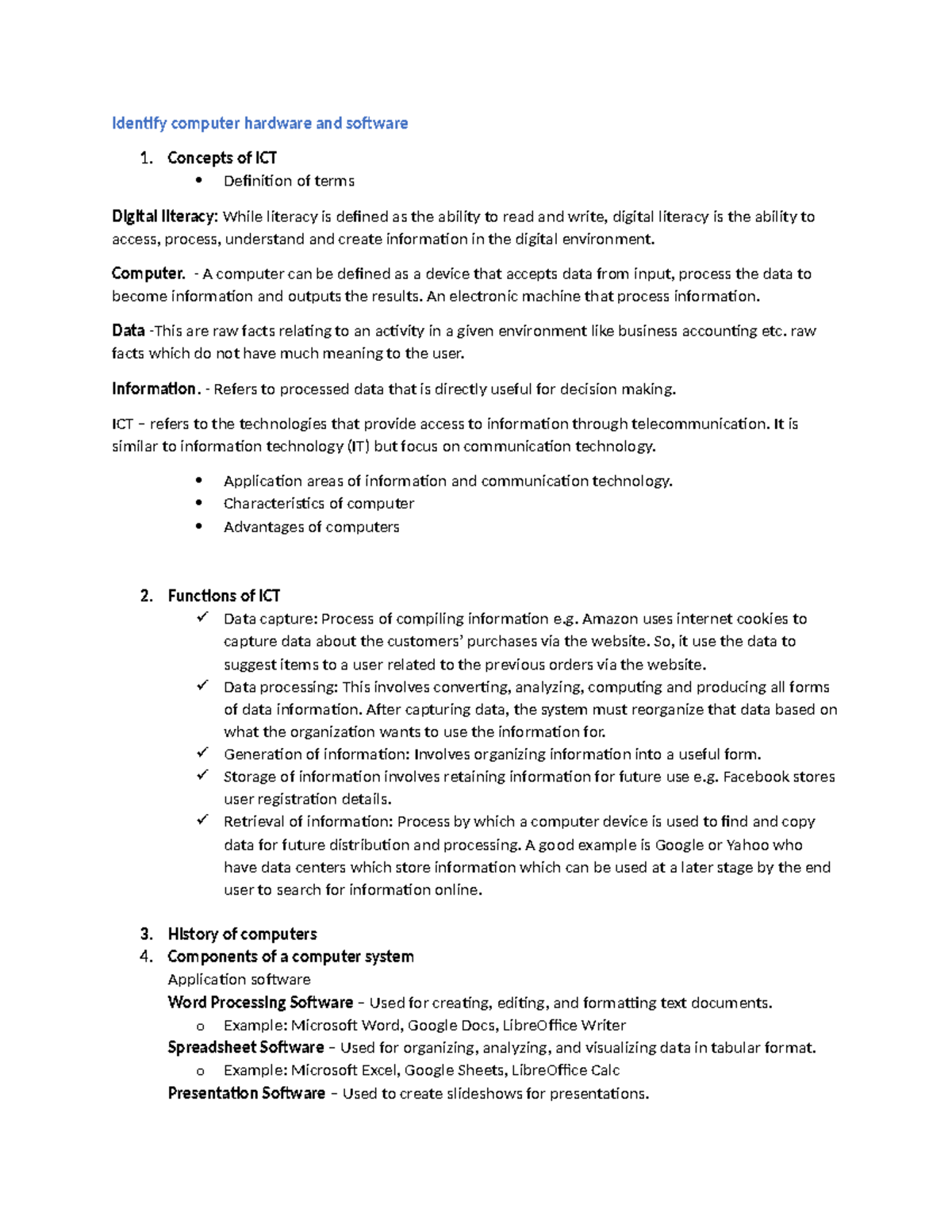 ICT 101: Understanding Computer Hardware & Software Essentials - Studocu