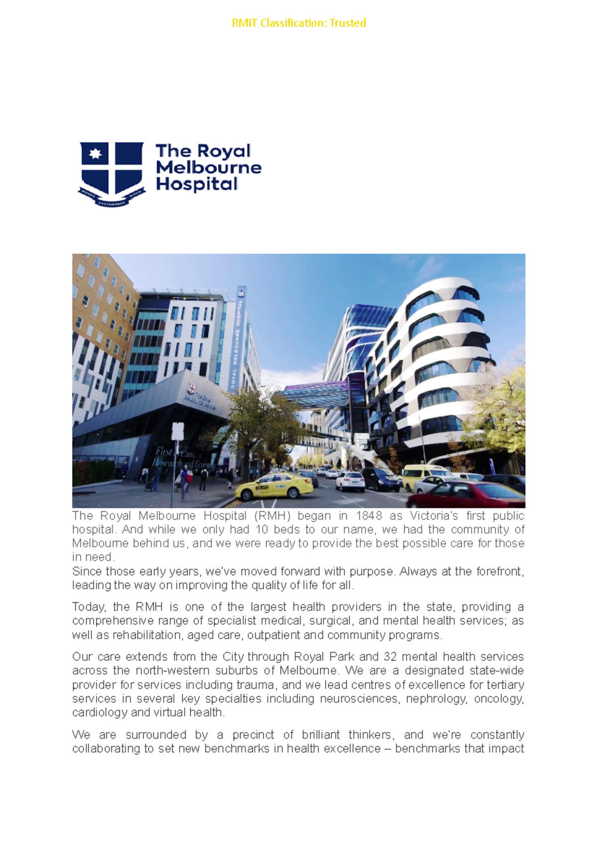 The Royal Melbourne Hospital Solution - The Royal Melbourne Hospital ...